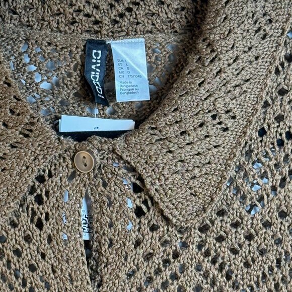 Brown Crochet Short Sleeve Button Front Cardigan (L) NWT - Picture 4 of 8